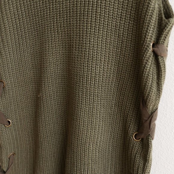 Monteau Los Angelos Olive Green Mock Neck Sleeveless Knit Sweater Vest M - Picture 7 of 9